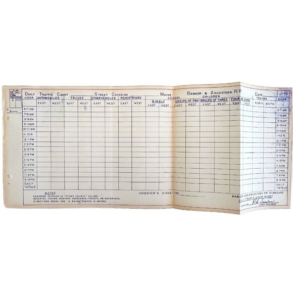 1958 Railroad Bangor Aroostook Daily Traffic Count Sheet Blueprint J10 DWDD15 - Picture 2 of 5